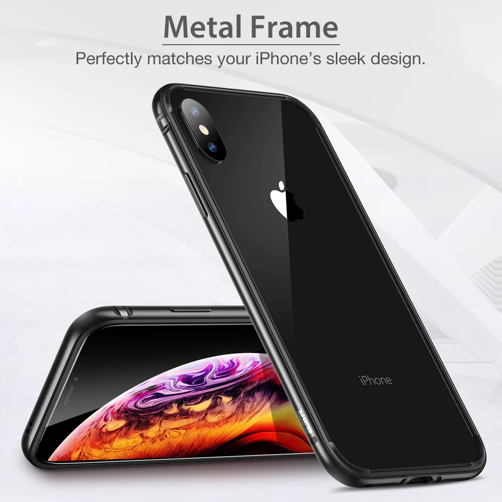 ESR металлический чехол-бампер для iPhone XS XR XS Max металлическая рамка Броня с мягким внутренним Бампером для iPhone XS XR роскошный противоударный чехол