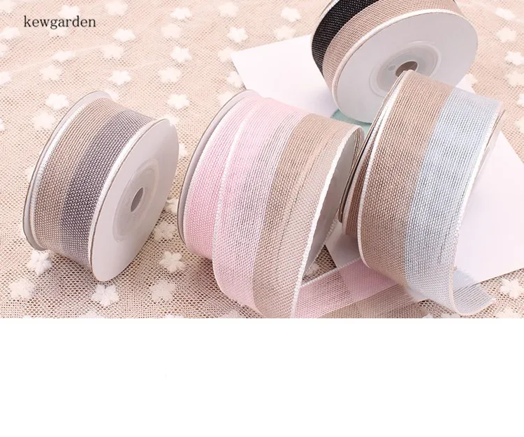 Kewgarden 1 1/2 &quot1&quot два цвета Льняные атласные ленты вручную изготовленная лента DIY