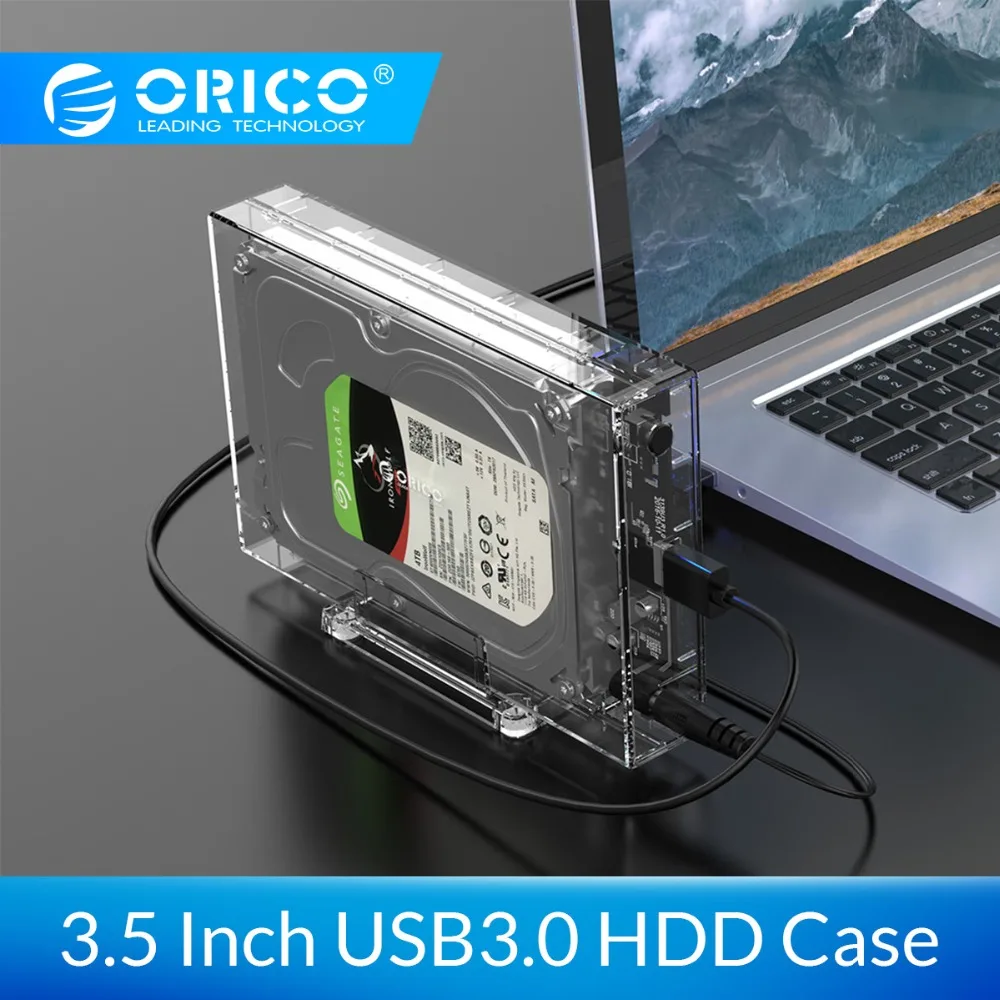 Billig ORICO SATA zu USB3.0 HDD Gehäuse Hohe Geschwindigkeit 5Gpbs Transparent 3,5 zoll Festplatte Fall Unterstützung UASP HDD Docking station