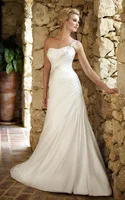 Wholesale - One Shoulder A Line Chiffon Wedding dresses Bridal Gown with Beaded Appliques 5648