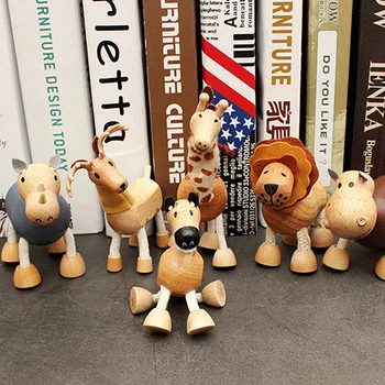 

Wooden Mini Simulate Tiger Hippo Wild Animal Model Handicraft Desk Decor Toy