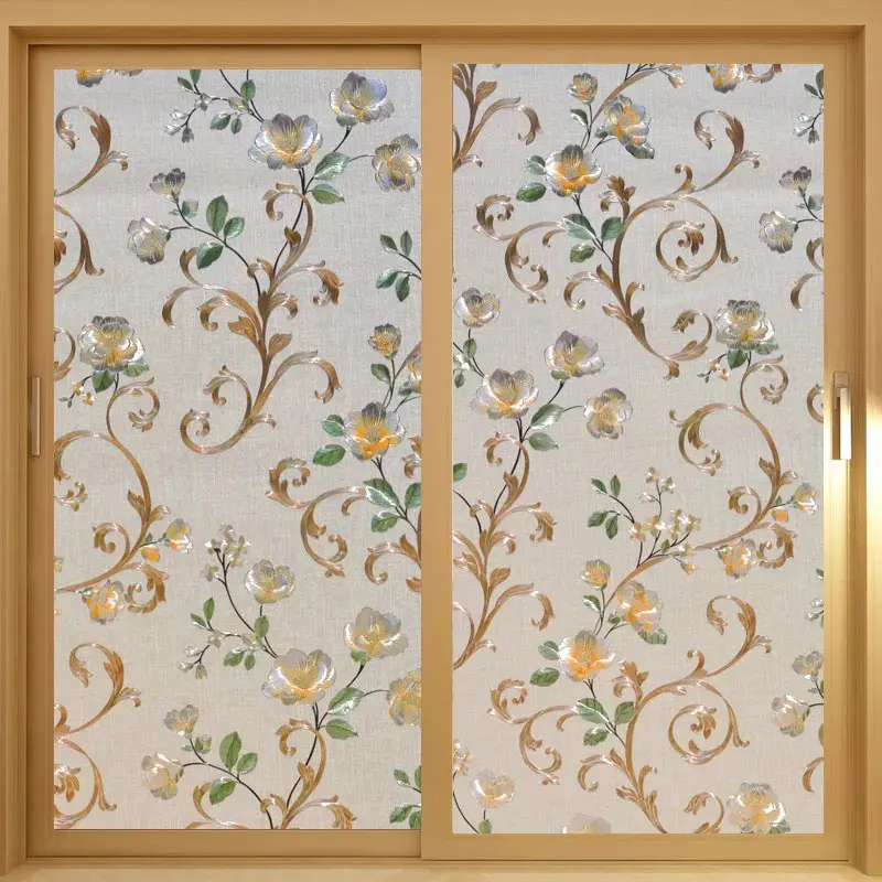 Colors peony 3D embossing Home Window Cover Film No-Glue Static stained Decorative Privacy Glass Sticker 40/45/50/60/75/80*200cm Colors peony 3D embossing Home Window Cover Film No-Glue Static stained Decorative Privacy Glass Sticker 40/45/50/60/75/80*200cm