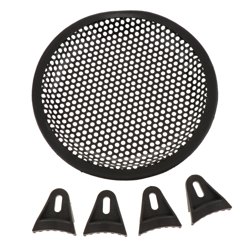 1pc Speaker Grills Cover Case Black with 4pcs Screws and 4pcs Fix Holders for 6 inch Outer