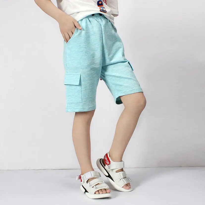 Детские брюки хлопковые шорты для больших мальчиков детские летние пляжные штаны Спортивная одежда для маленьких мальчиков От 4 до 13 лет повседневные штаны для подростков детская верхняя одежда - Цвет: skyblue