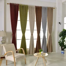 new arrival linen custom made solid color design blue grey window drape hook style fabric blackout
