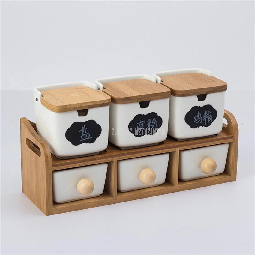 White Simple Sugar Bowl Home Kitchen Set Ceramic Salt Pepper Condiment