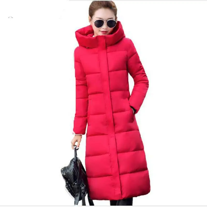 Nouvelles 2018 Long Capuchon Femmes Chaud Green kaki Rembourré Parka Bleu Vestes Noir gris Parkas Épaissir À rouge Coton army marine Mince Manteau Pardessus Ac871 Hiver WED9IH2