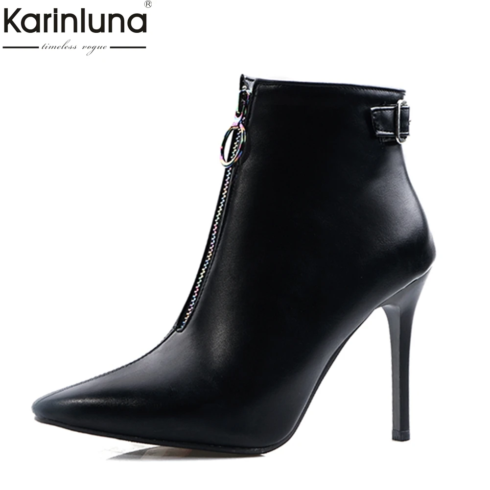 

Women's 2019 Big Size 34-48 Pointed Toe Ankle Boots Women Shoes Woman Sexy Super Thin High Heels Party Boots Female
