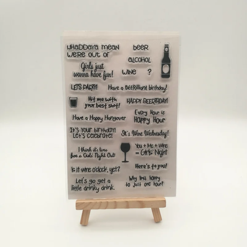 

Happy hour celebrate transparent Silicone stencil for DIY Scrapbooking photo album decorative sheets