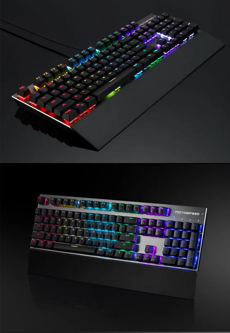 Motospeed CK108 RGB синий переключатель Механическая русская/английская клавиатура игровая Проводная светодиодный подсветка для геймера PC de