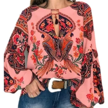 

CHSDCSI Women Shirts Vintage Blouse Spring Summer Boho Clothes Long Sleeve Tops 4XL Big Size Blouses 5XL Casual Blusa Feminina