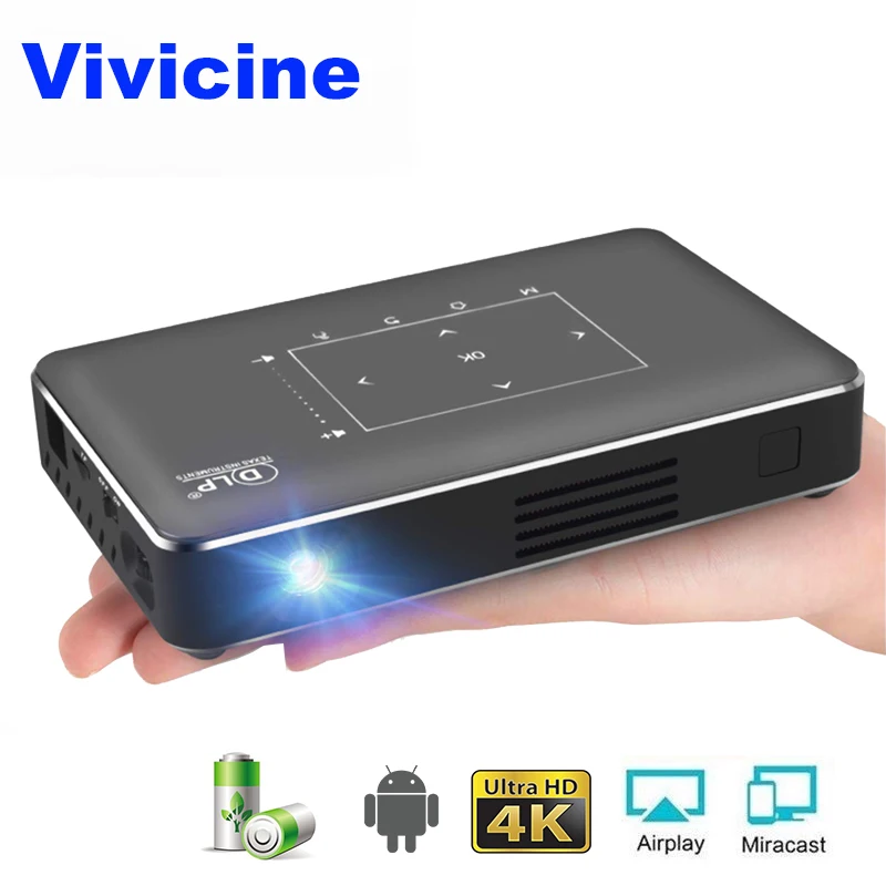  Vivicine P10 4K Mini ProjectorAndroid 6.0 Bluetooth4100mAh batteryHDMI USB PC Game Mobile Pocket Pr