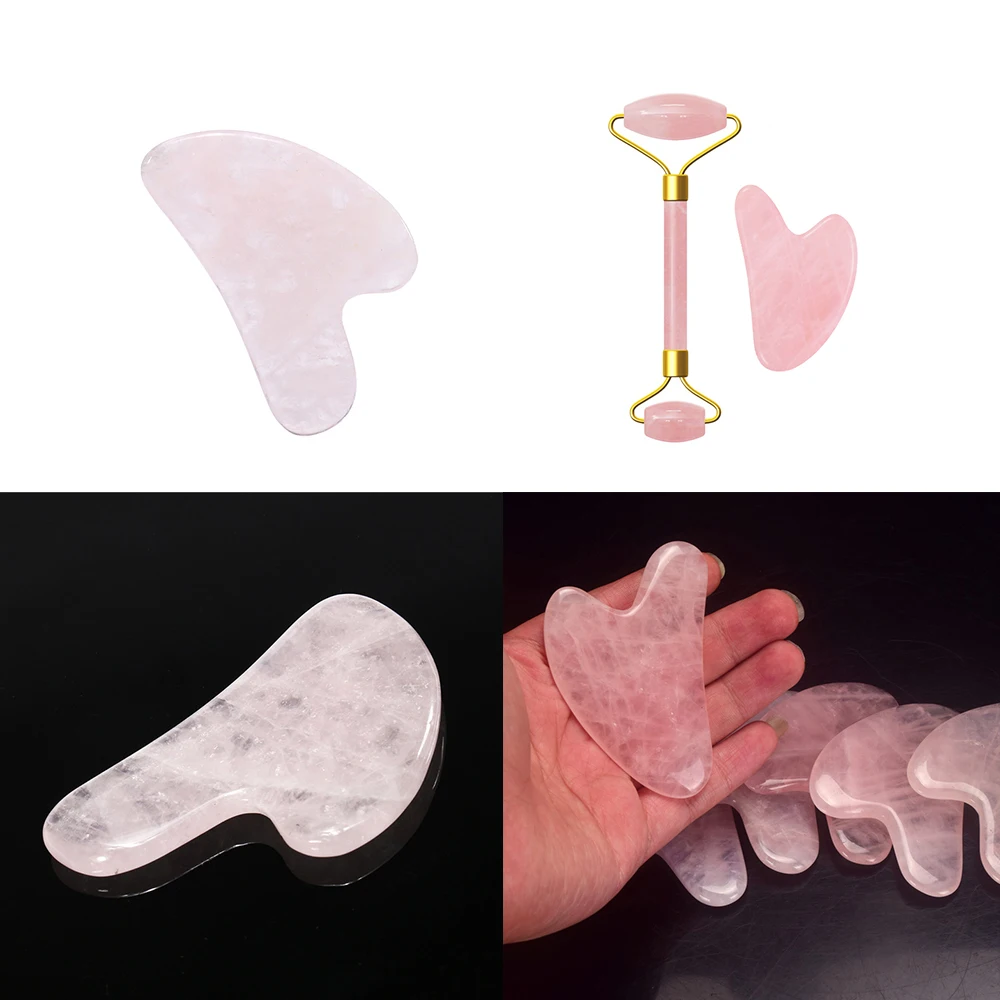 Натуральный Порошок Кристалл нефритовый ролик-массажер скребковая доска набор для здоровья и красоты ролик+ в форме сердца
