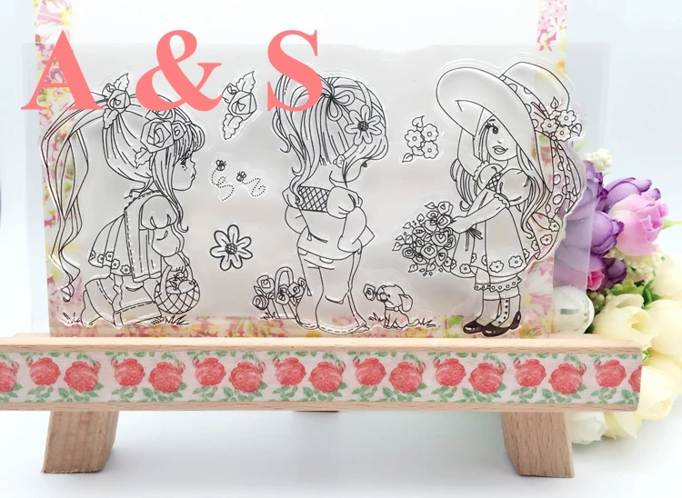 

Clear Stamp for DIY Scrapbook Card album paper craft silicon rubber roller transparent stamp beautiful girl kids