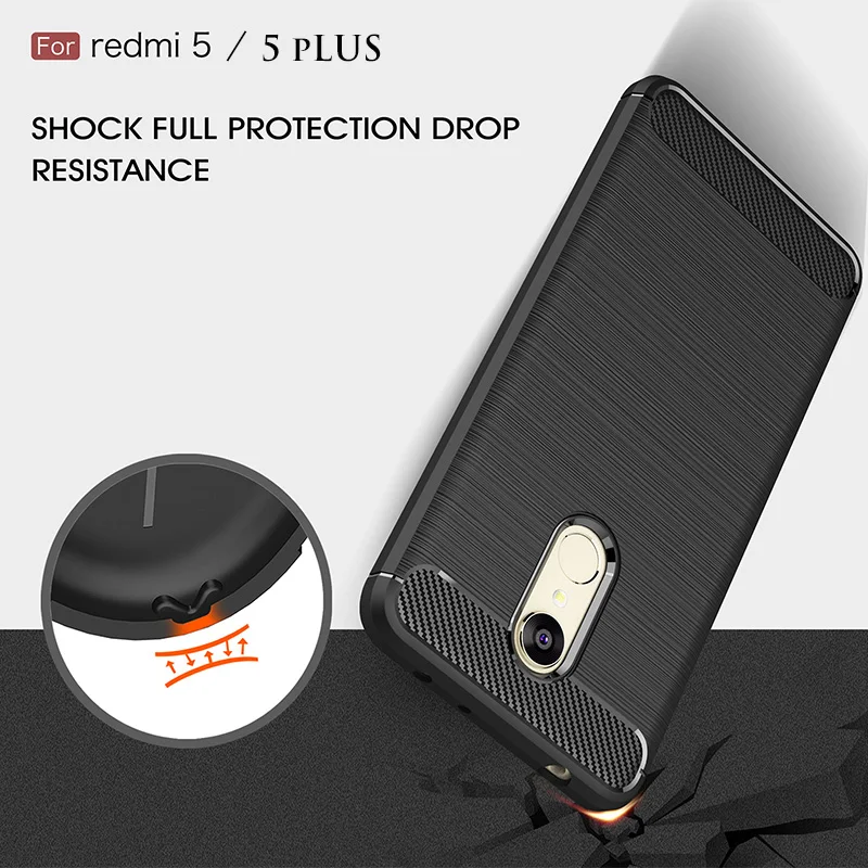 Cenmaso-for-Xiaomi-Redmi-5-Case-Hybrid-Super-Armor-Carbon-Fiber-Texture-Soft-Silicone-New-Back