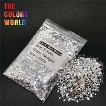 TCY001 Сияющий белый с серебристым цветом Шестигранная форма блеск для ногтей Дизайн ногтей украшение ногтей гель блеск для лица макияж хна DIY