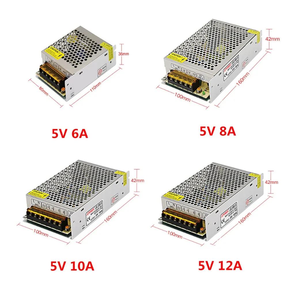 5 V 2A/3A/4A/5A/8A/10A/12A/20A/30A/40A/60A переключатель светодиодный Питание трансформаторы WS2812B WS2801 SK6812 SK9822 APA102 Светодиодные ленты