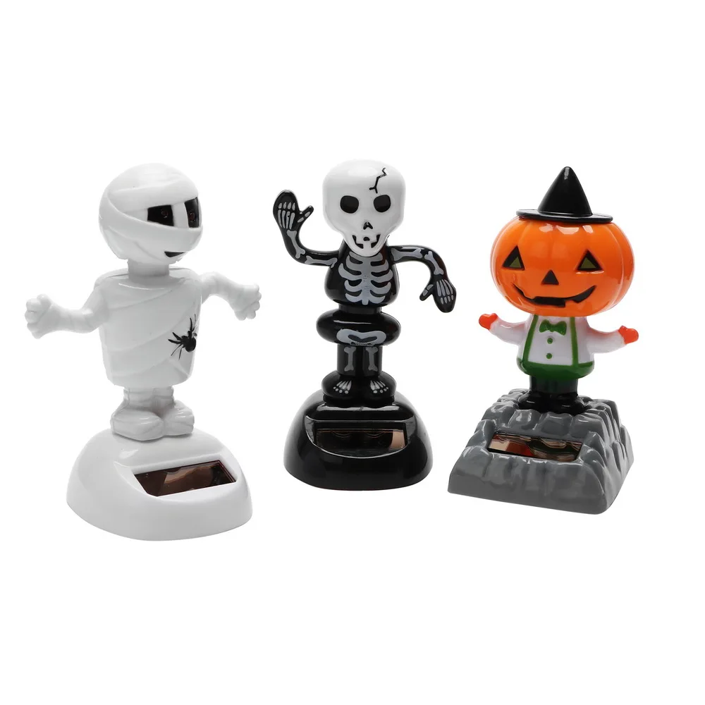 

Halloween Solar Powered Dancing Car Ornaments Shook Head Doll Bobble Dancer Car Decoration Interior Accessories Styling