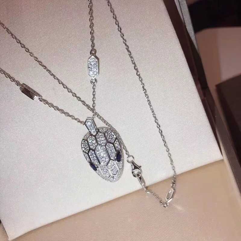 

Luxury Design Brand Cubic Zircon pendant Blue Snake Eyes Women Fashion 925 Sterling Silver fine Jewelry necklaces