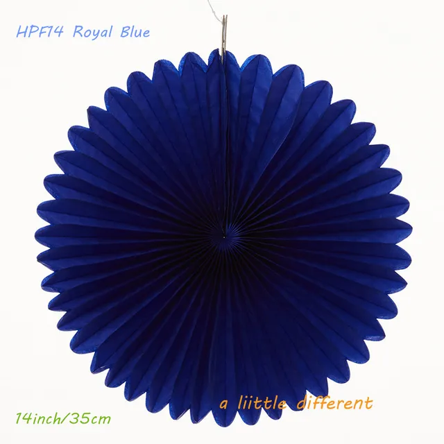 14inch(35cm)Deep Blue Flower Origami Tissue Paper Fan Wedding Decoration For Birthday Party Baby Shower Festival Supplies