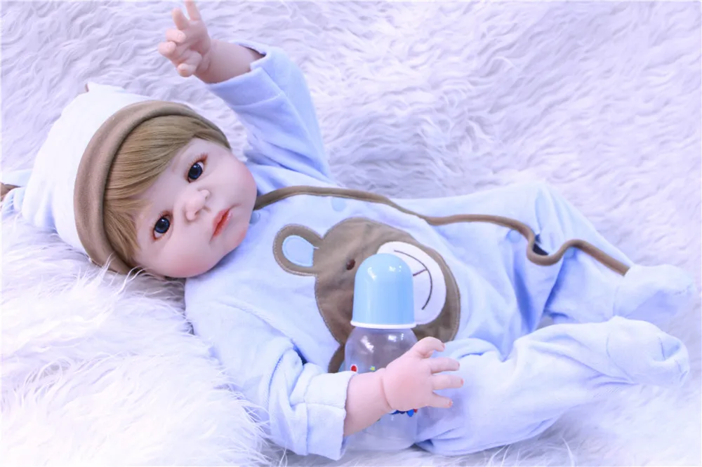 NPK reborn кукла 23 "полный Силиконовый reborn baby boy куклы Детский подарок купать игрушки куклы bebes reborn com corpo de silicone menino