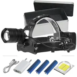 Xhp70 фара светодио дный 20000lm usb зарядка голова лампа xhp70 3 режима zoom head Torch фонарь охота кемпинг 3x18650 батарея