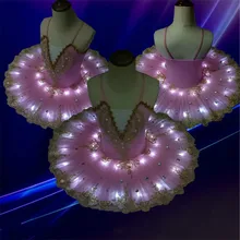 Светодиодный светильник для детей, для девочек, профессиональная балетная пачка, балерина, светящееся балетное платье, Флуоресцентные светодиодные костюмы для выступлений
