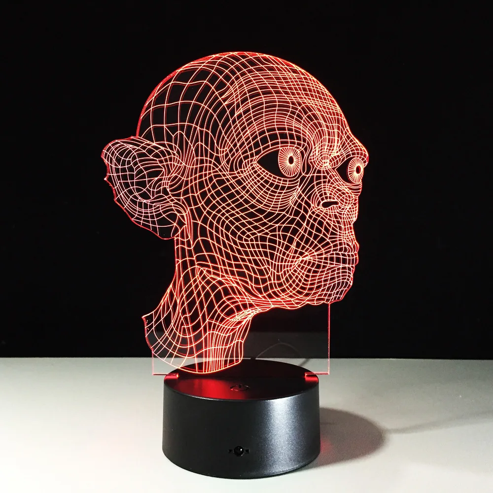 3D светодиодный USB лампа террор тема вечерние украшения череп голова озорства ужасная атмосфера 7 цветов Изменение сенсорный Ночной светильник