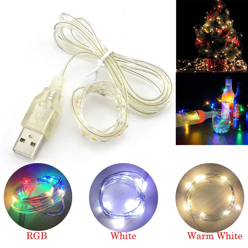 10LED/1M USB Operated Strip Light White/Warm White/RGB String LED Fairy