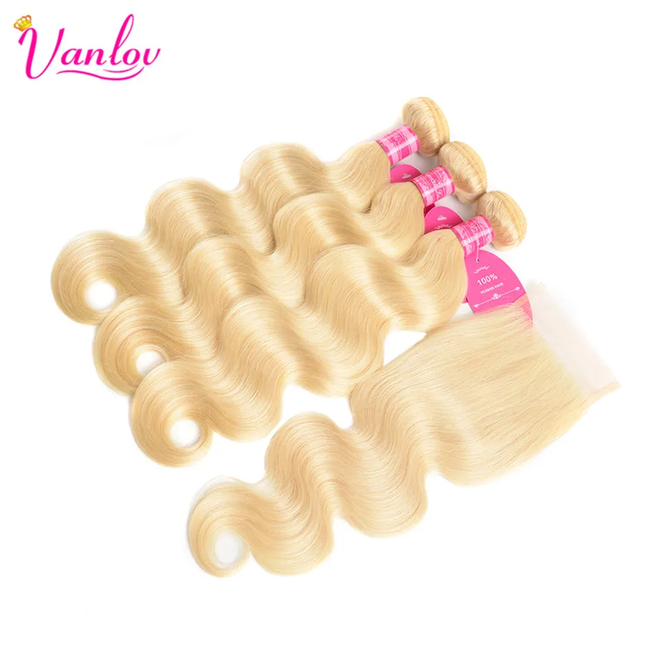 Vanlov Blonde Bundles With Closure 613 Body Wave Peruvian Hair Bundles With Closure Human Hair Extension Non-Remy Honey Blonde Vanlov Blonde Bundles With Closure 613 Body Wave Peruvian Hair Bundles With Closure Human Hair Extension Non-Remy Honey Blonde