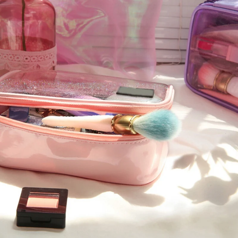Подростковая косметичка, прозрачный органайзер, сумка-вкладыш, Женская дорожная сумка, кошелек, лайнер, женская косметичка для макияжа, вместительная сумка-тоут