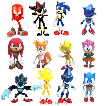 

Sonic World Adventure Metal Sonic Werehog Tails PVC Action Figures Shadow Knuckles X Anime Figurines Doll Kids Children Toys Set