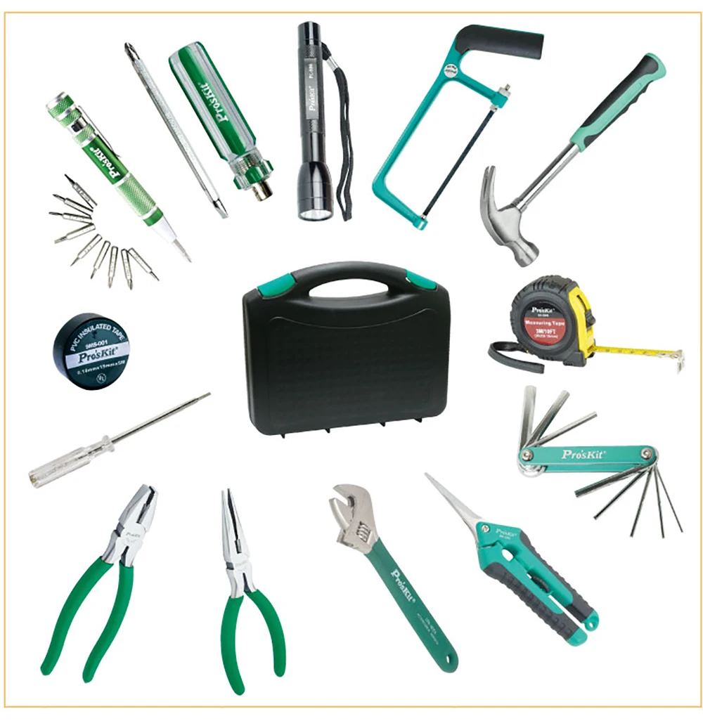 Pro'skit PK-2028 28 шт. инструментальная коробка для набора инструментов Домашний набор аппаратных средств набор инструментов для ремонта плоскогубцы отвертка ключ Ножницы Набор