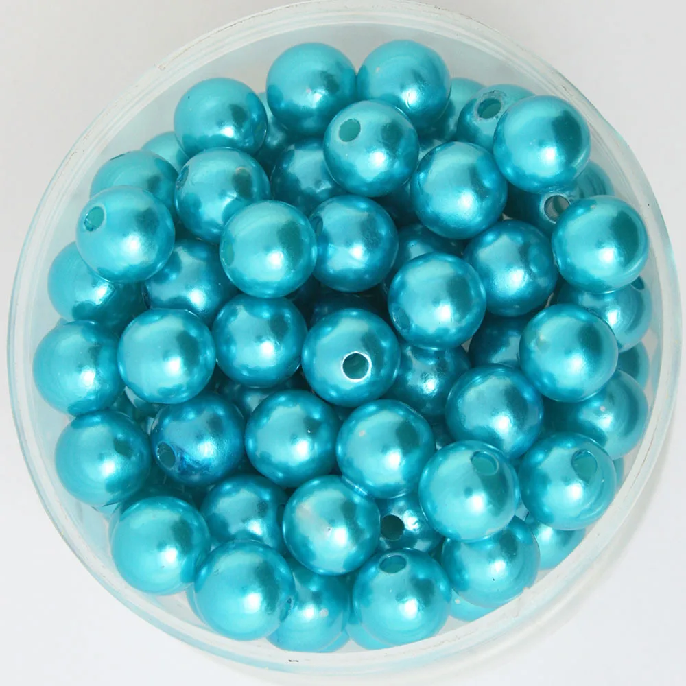 Aproximadamente 10mm de Diâmetro. 180 pçs/lote Turquesa Rodada Imitação De Pérolas De Plástico Contas Atacado & Varejo para Você DIY CN-BSG01-04TR