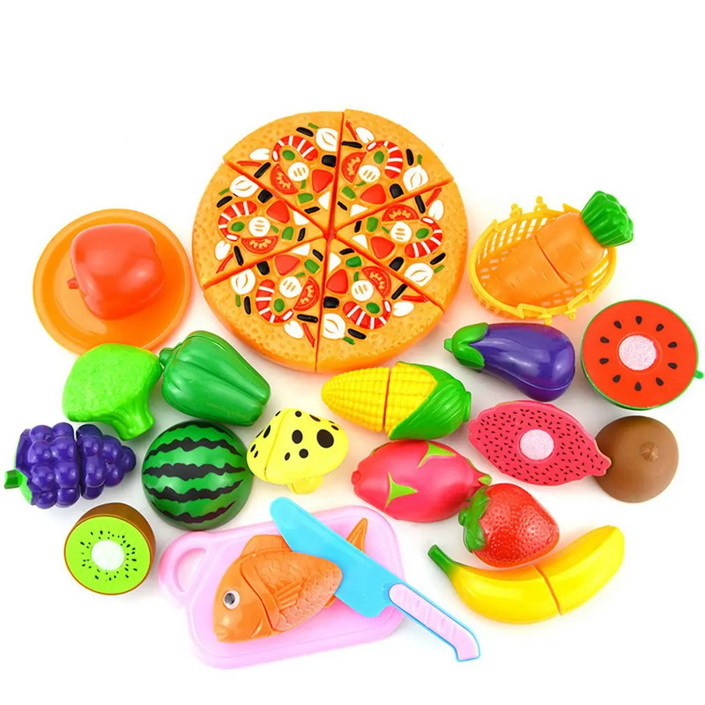 25 шт. Детские кухонные ролевые игры, игрушки для резки фруктов, овощей, миниатюры еды, классические детские игрушки, игровой набор, развивающие игрушки - Цвет: 24PCS