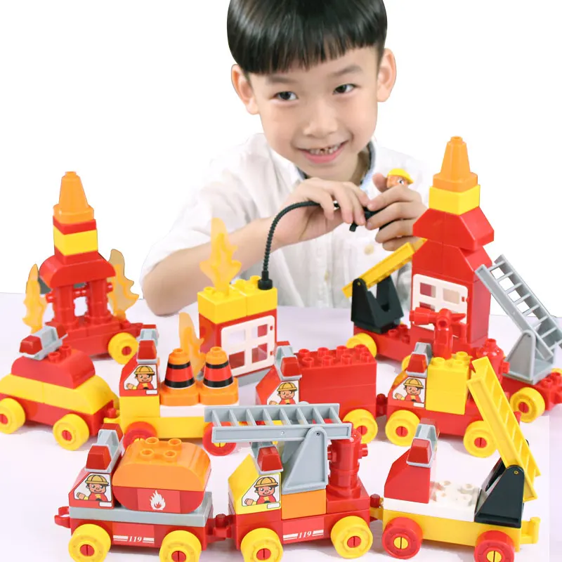 New 10017 & 10018 Big Bricks Building Blocks Baby Toy First Brick Firefighting Engineering Educational Toys Compatible baby-blocks : image New 10017 & 10018 Big Bricks Building Blocks Baby Toy First Brick Firefighting Engineering Educational Toys Compatible baby-blocks