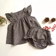 2017 Fashion Summer Style DOT Baby Girl Clothes COTTON Clothing Set Baby Clothing Children’s Suit