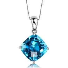 GVBORI 18 К белый золотой натуральный синий топаз драгоценный камень кулон для женщин Свадебные украшения подарок юбилей