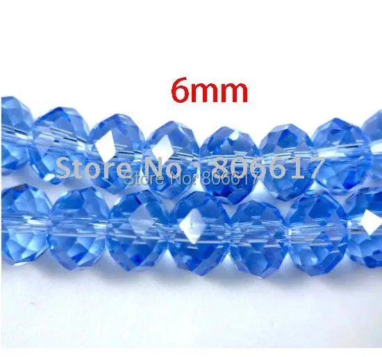 Best Quality 200 Pcs Blue Cut&ampFaceted Glass Spacer Beads Findings Jewelry Making 6x4mm (W00344) | Украшения и аксессуары