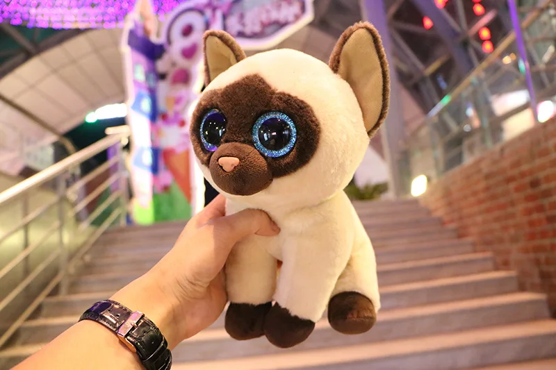 

new cute plush simulation big eyes sitting cat toy high quality Siamese cat doll gift about 25cm 2983