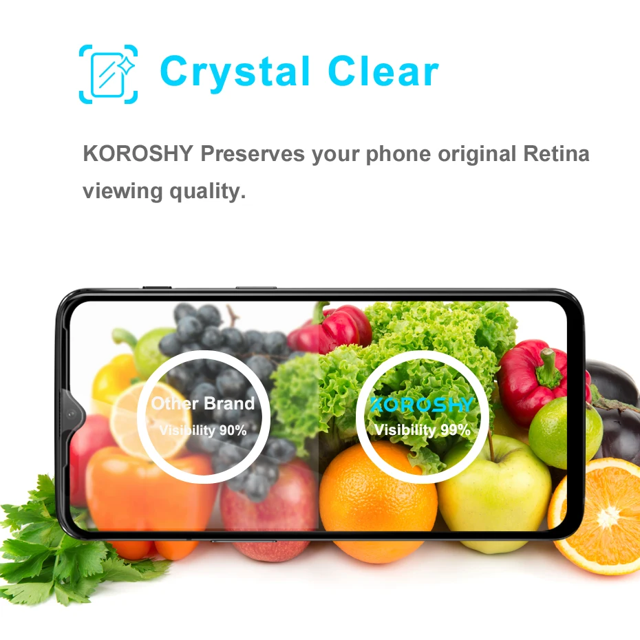 KOROSHY 9H Tempered Glass for OnePlus 6T 6 T One Plus 6T Screen Protector Full Cover Scratch Proof HD Clarity Glass Film (3)