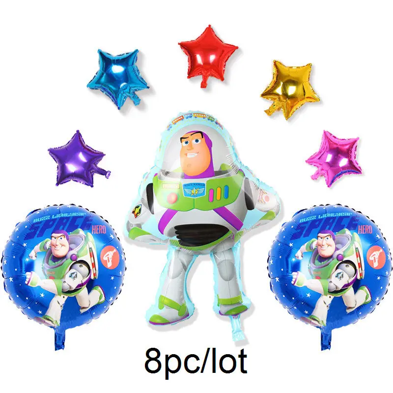 

8pcs/lot cartoon Toy story foil balloons with Lightyear helium balloons and captain woody Buzz balloon for birthday party supply