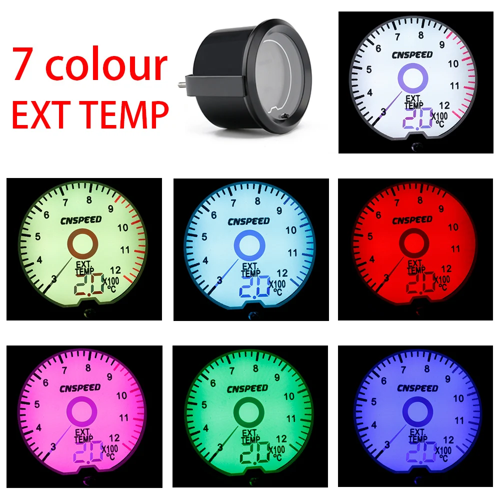 

CNSPEED 2"52mm Auto Digital Virtual pointer 200-1300 Celsius Exhaust Gas temperature Gauge Exhaust Gas temp Gauge With Sensor