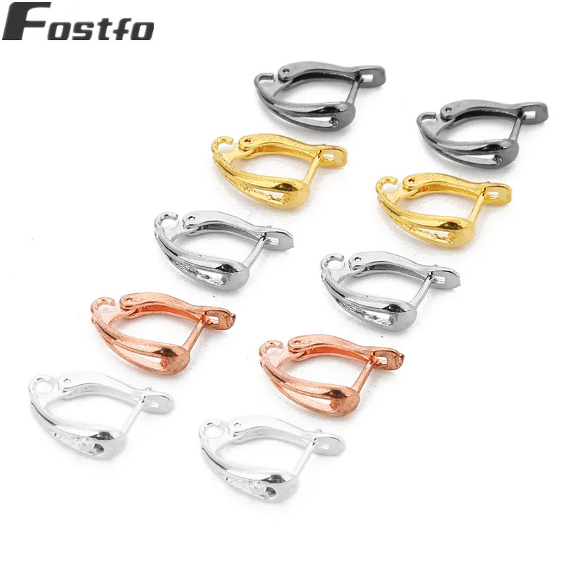 Fostfo 10 قطعة/الوحدة 11*18 مللي متر U شكل أقراط السنانير مطلي الفرنسية القرط هوك أقراط للأذن من الفضة ليفر عودة فتح حلقة DIY النتائج مجوهرات