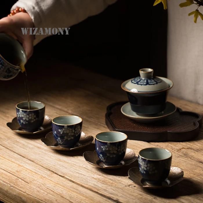 1 шт. wizamony Новое поступление медный ручная работа креативный чайный поднос чайная чашка приборы для чайной церемонии Высокое качество украшения дома