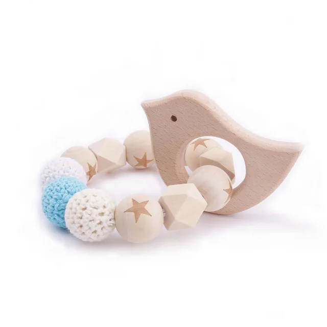 US $4.74 1pc Wooden Teether Bird Pendant Wooden Beads Crochet Beads Chewing Toy DIY Crafts Accessories Teeth