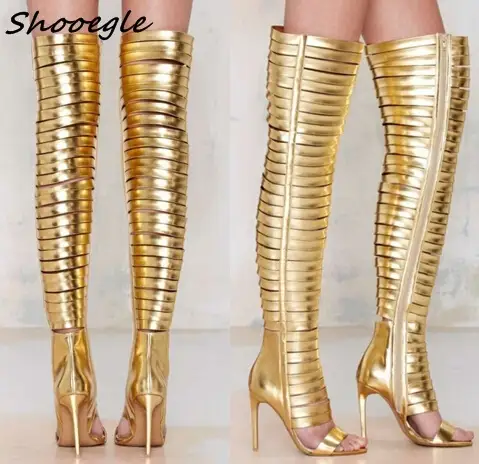 knee high gold boots