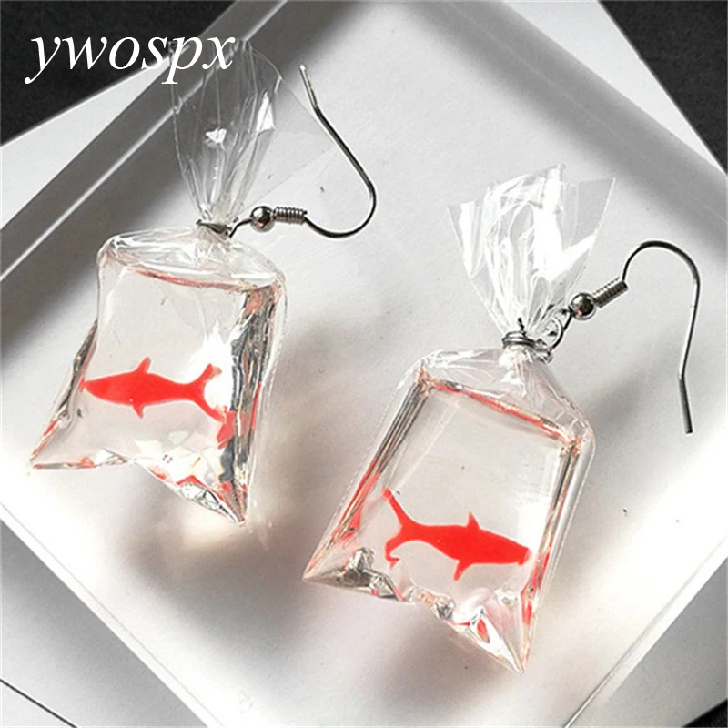 

YWOSPX Fancy Cute Koi Fish Water Bag Dangle Earrings For Women 2018 New Trendy Girls Brincos Anti Allergy Graceful Joker Eardrop