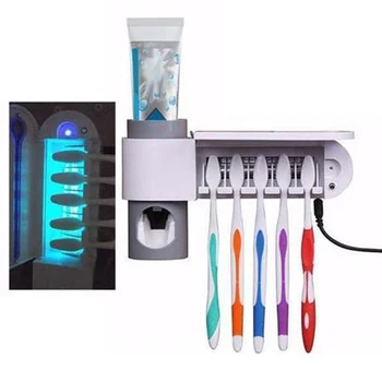 

USB Socket Automatic Toothpaste Dispenser Tooth Antibacterial UV Light Ultraviolet Toothbrush Sterilizer Holder