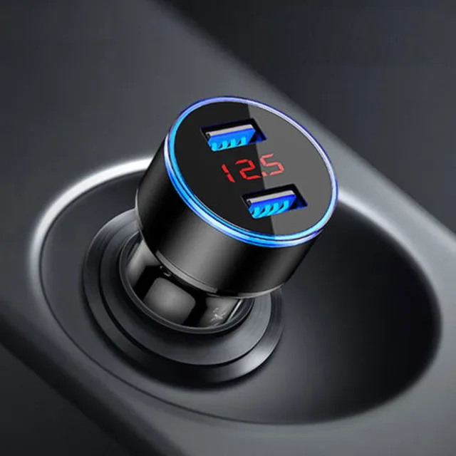 3.1 a podwójny USB ładowarka samochodowa 2 port wyświetlacz LCD 12-24V gniazdo papierosów zapalniczka szybka ładowarka samochodowa zasilacz samochodowy Stylizacja -